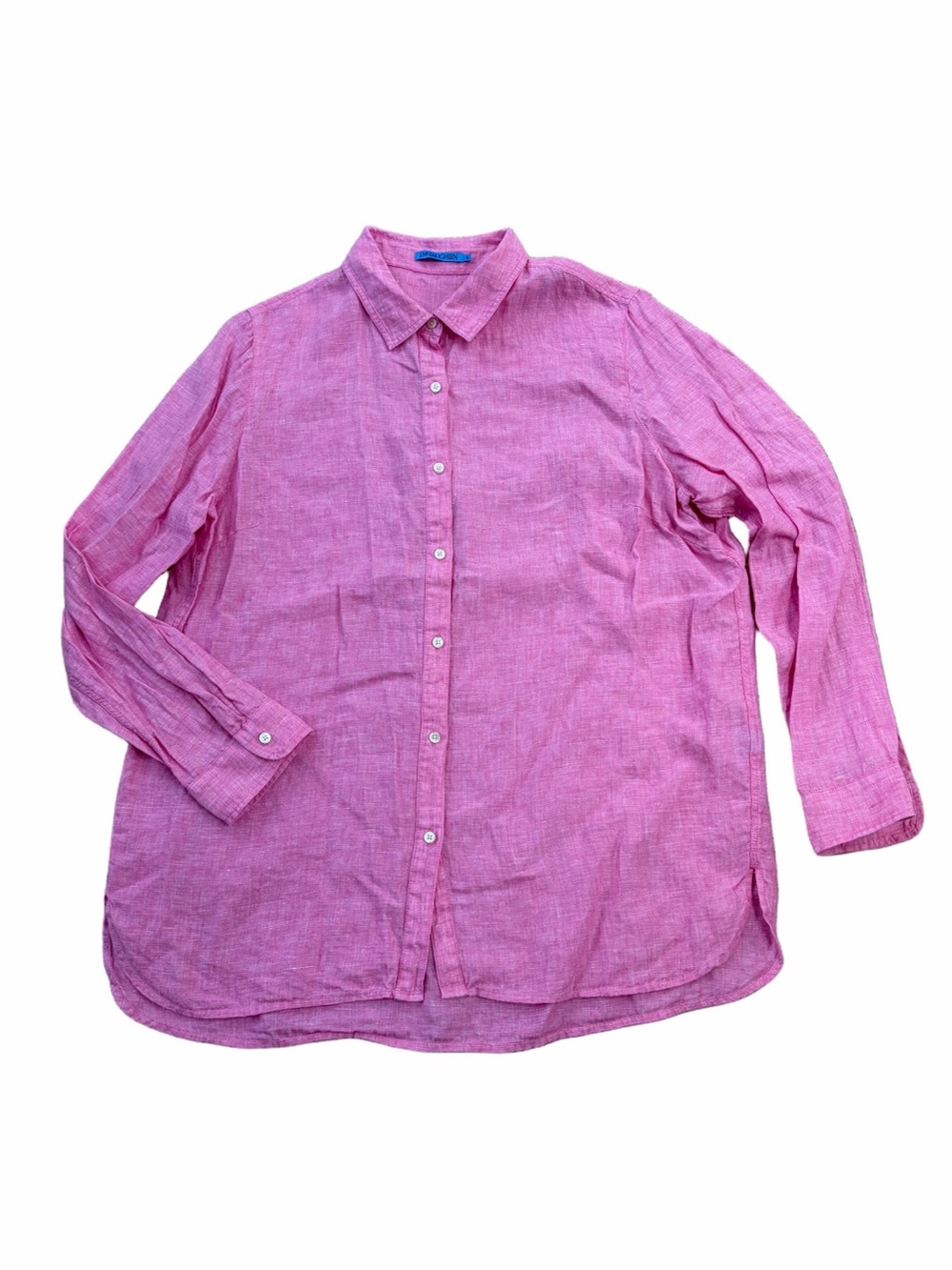 J. McLaughlin Womenβs Size XL Extra Large Pink Linen Britt Button Down Shirt